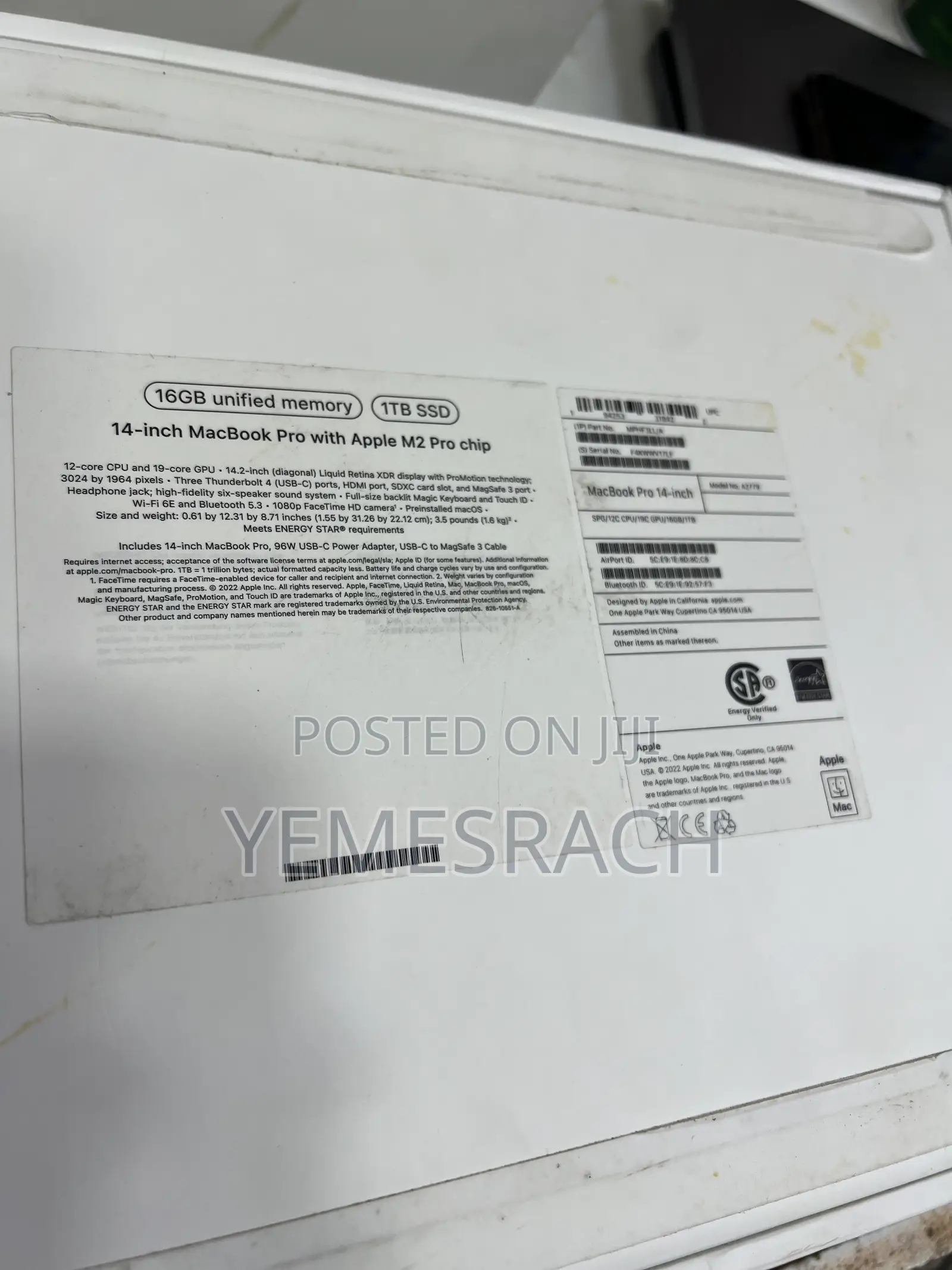 New Apple MacBook Pro 2023 M2 Pro 14-Inch 16GB Apple M2 Ultra SSD 1T