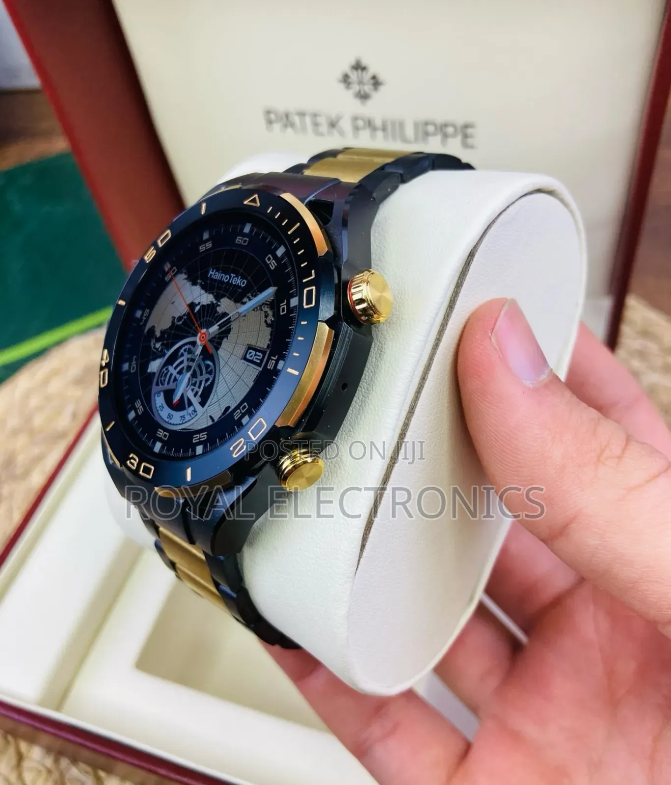 Germen Brand Premium Gold Stripped Smart Watch With 3 Straps