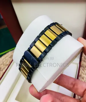 Germen Brand Premium Gold Stripped Smart Watch With 3 Straps