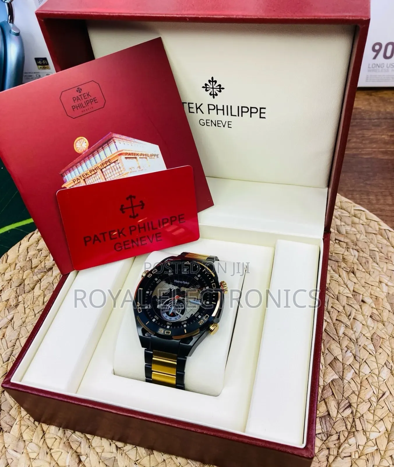 Germen Brand Premium Gold Stripped Smart Watch With 3 Straps