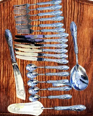 Photo - Italian Made Princess Rose Antique Silverware in Silver 800