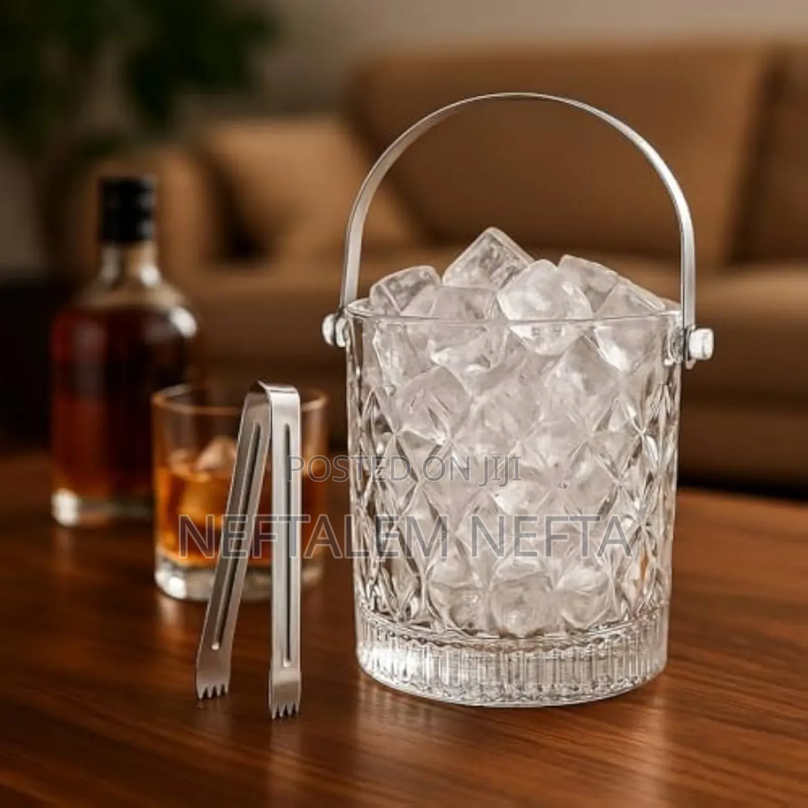 Glass Ice Bucket With Tong
