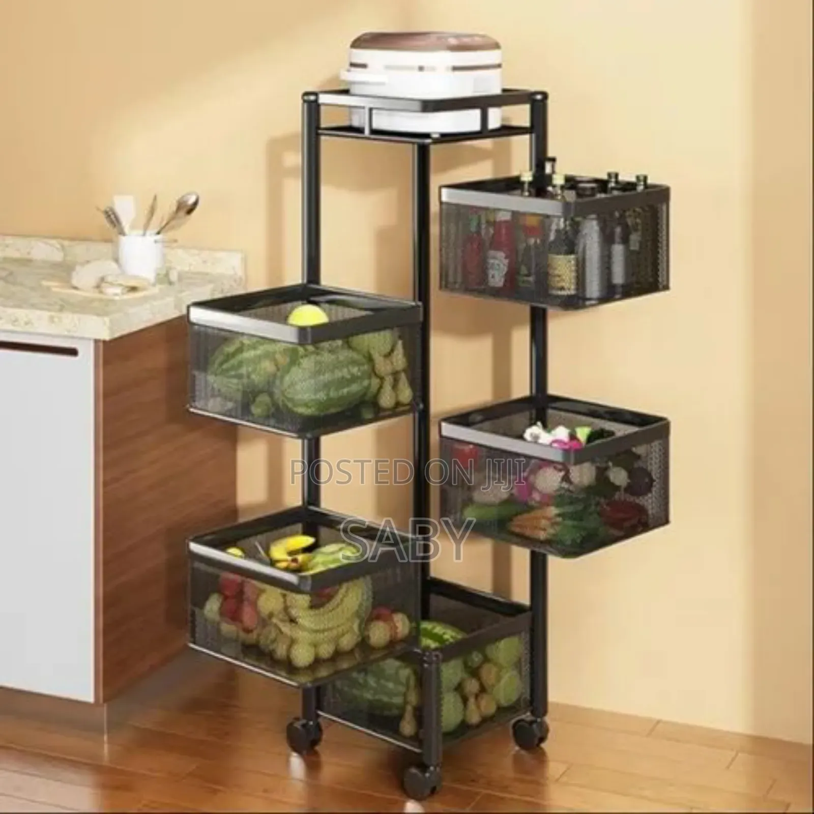 Metal 5 Shelf Kitchen Trolley Portable Rack