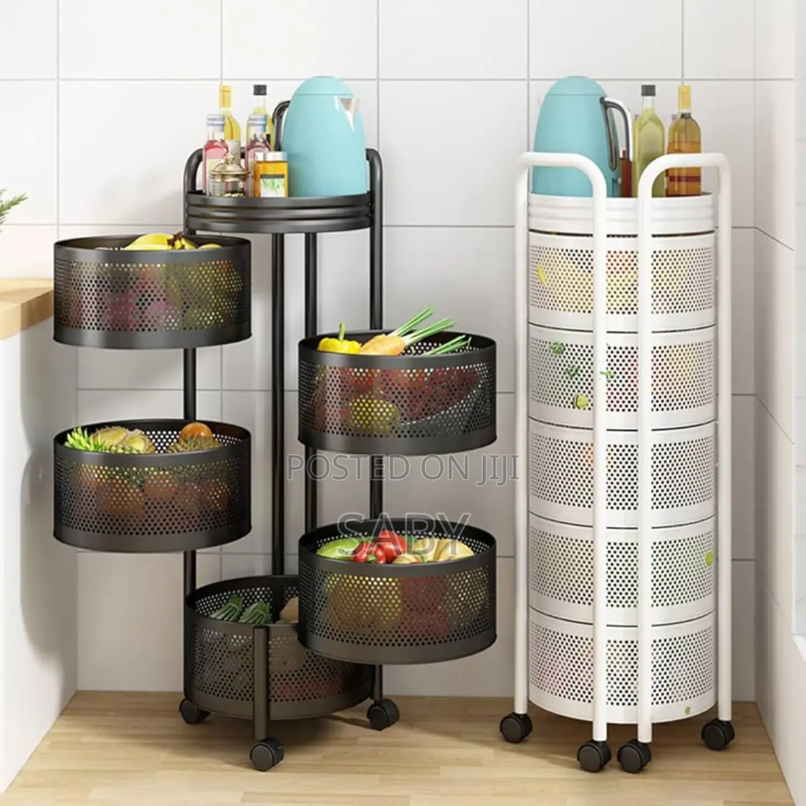 Metal 5 Shelf Kitchen Trolley Portable Rack