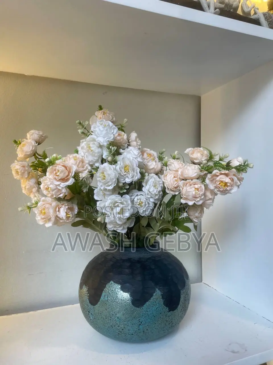 Green Ceramic Vase With Flowers Gorgeous and Elegant Perfect Flower 