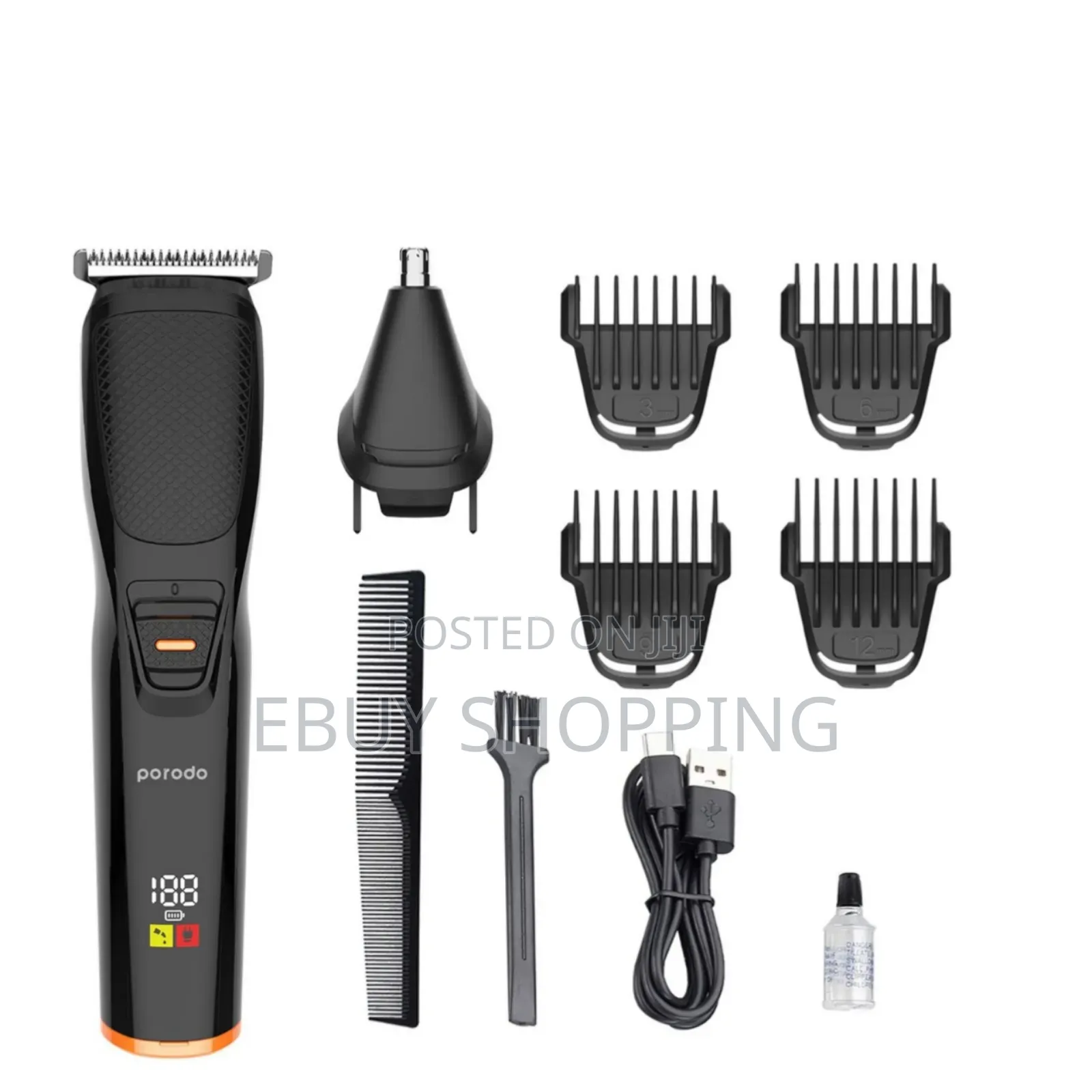 Porodo Professional Beard Nose Hair Trimmer With 4 Combs