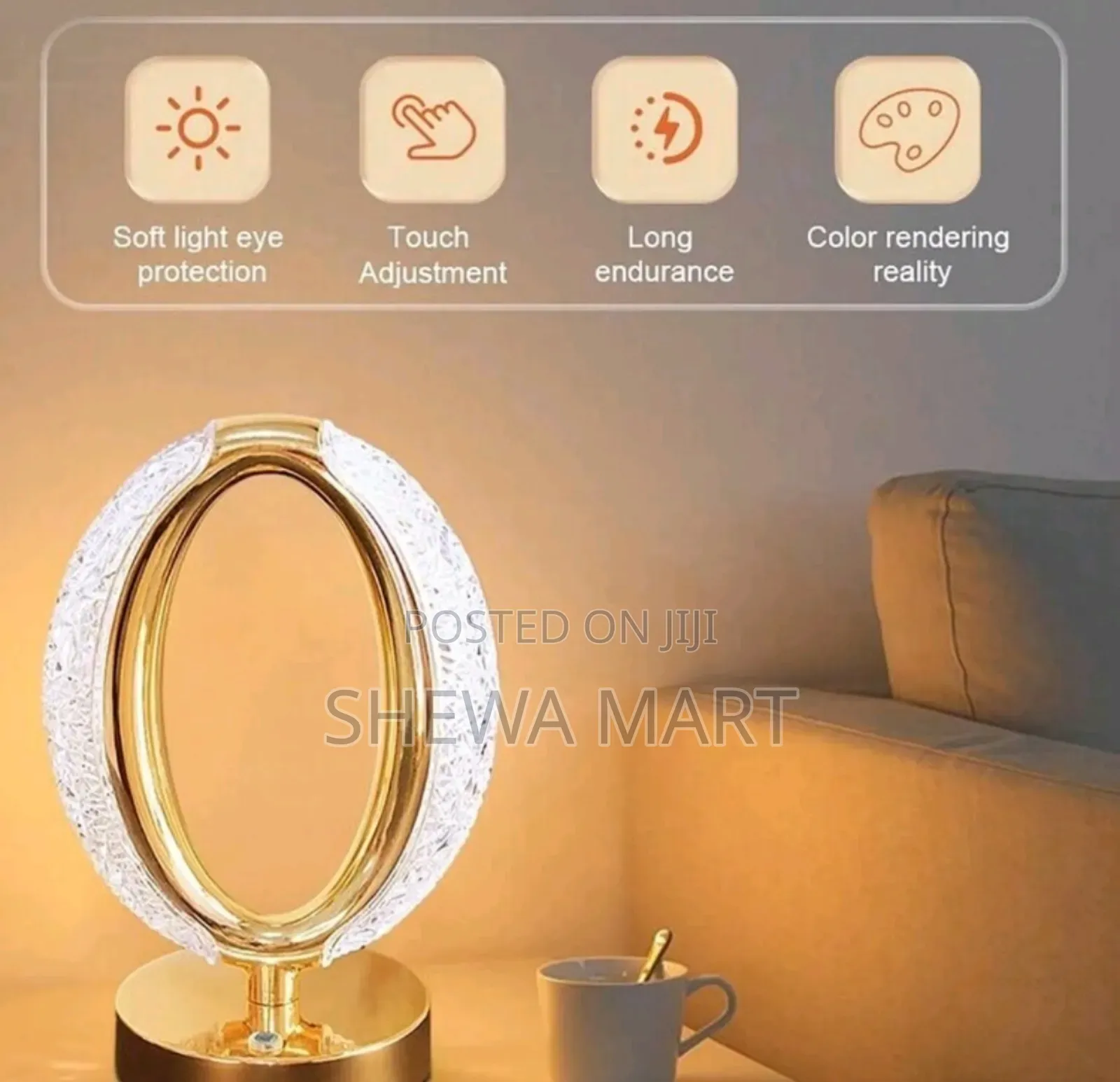 Geometric Crystal Table Lamp Mood Light for Bedroom, Soft Light Sleep