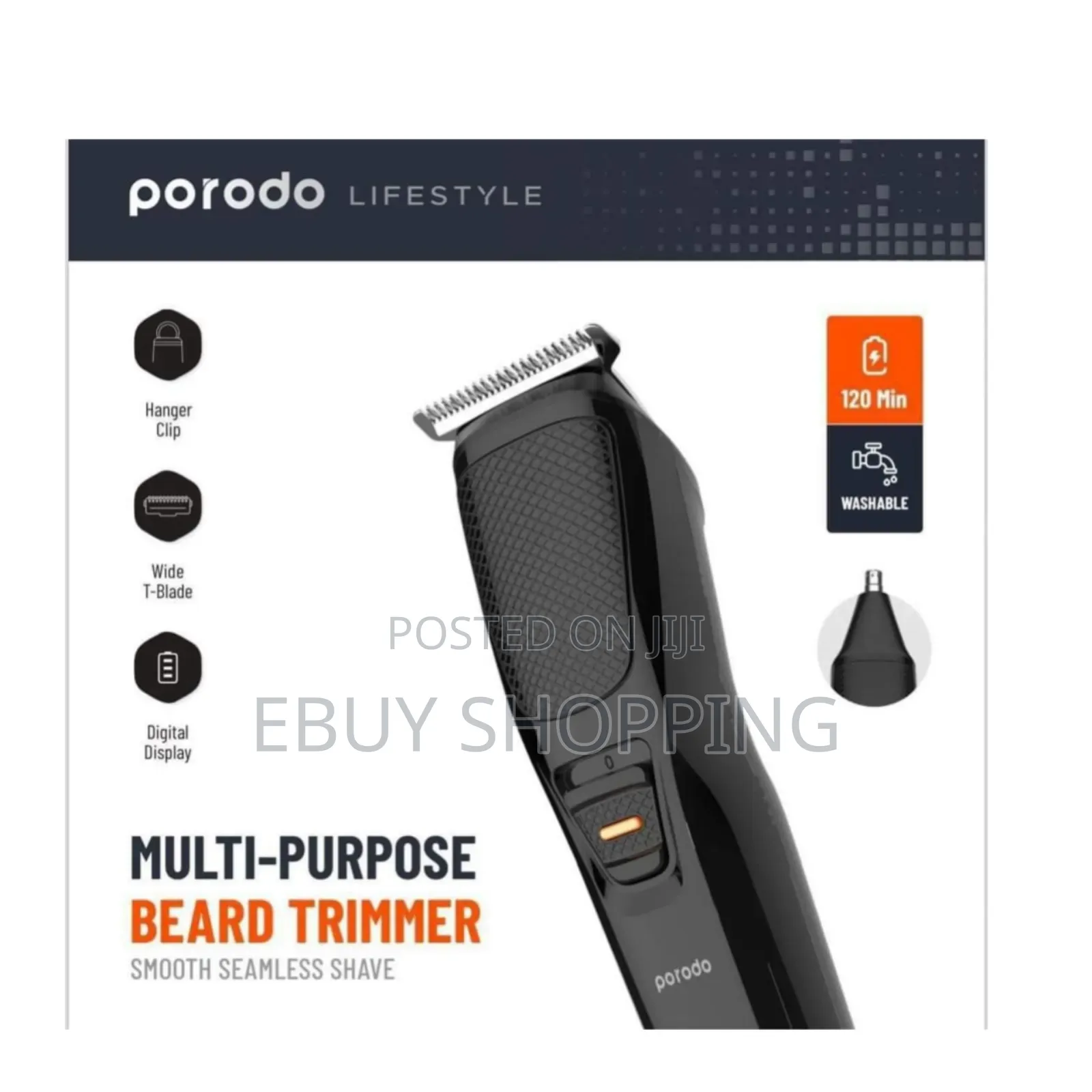 Porodo Rechargeable Precision Trimmer for Beard Nose