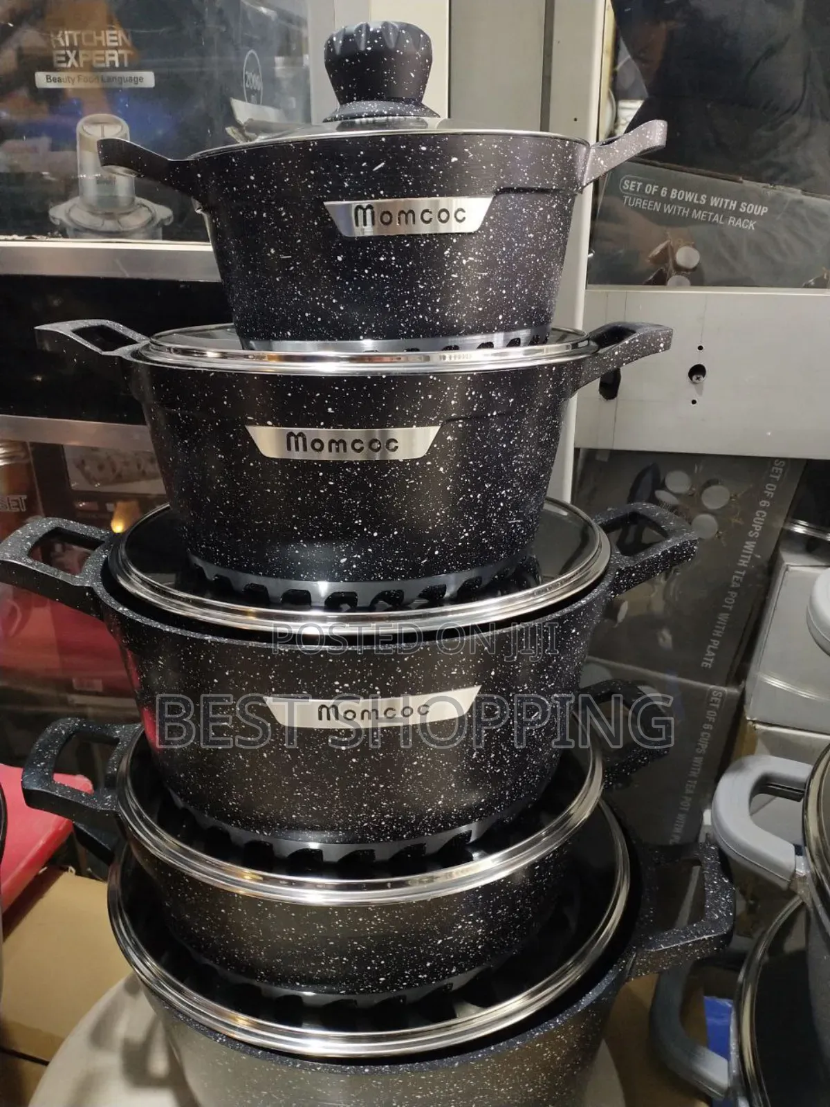 Momcoc 5 in 1 Ganite Cookware ዘመናዊ ጠንካራ እና ኦሪጂናል ድስት