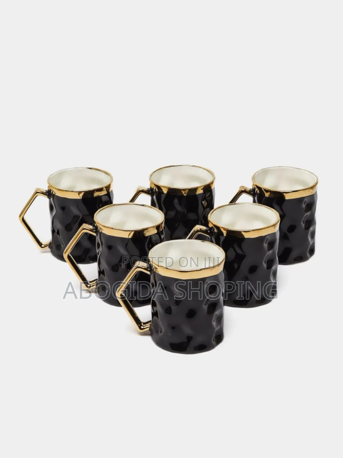 6set Ceramic Mugs With Golden Stand
