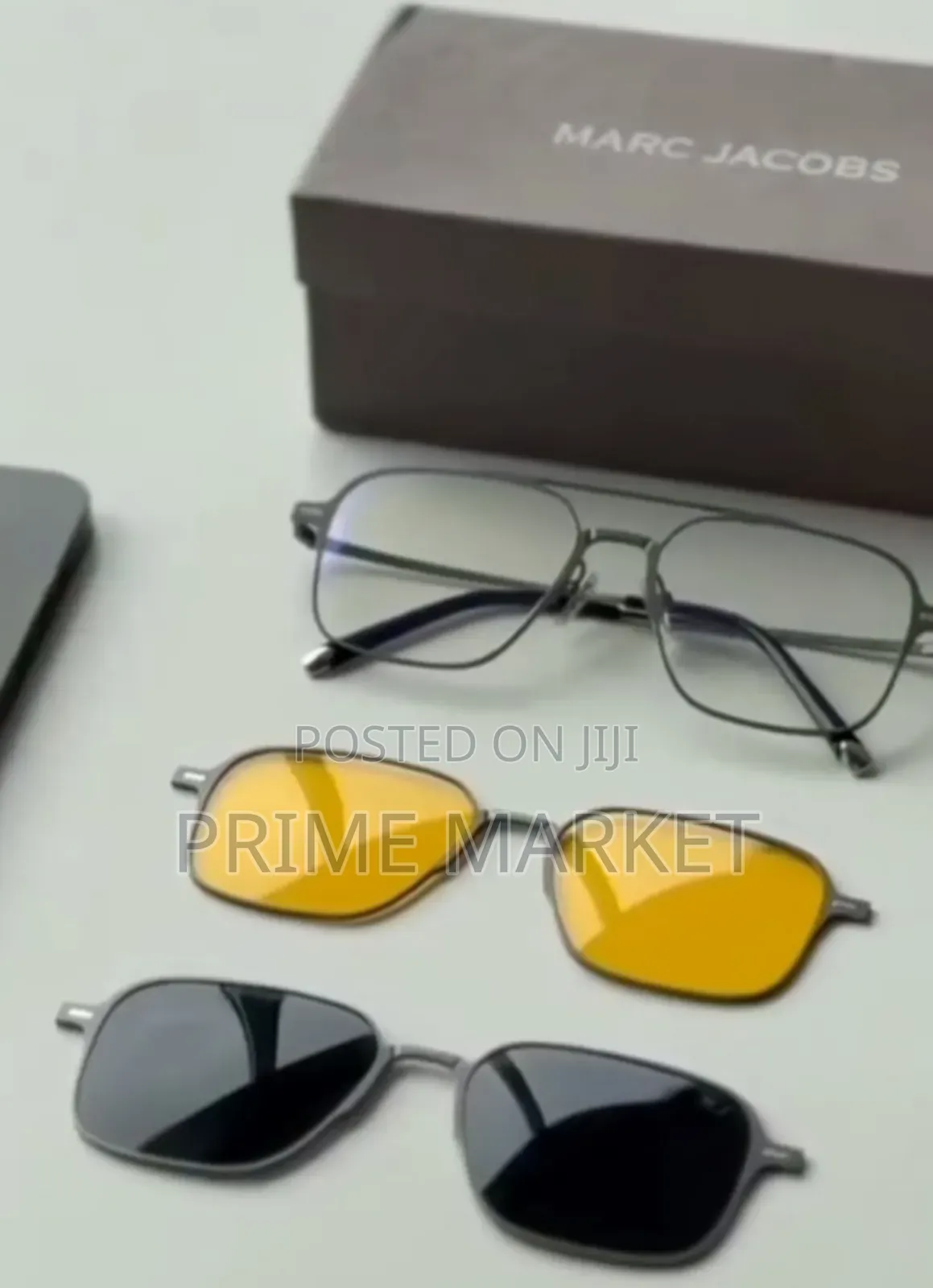 ማርክ ጃኮብስ 3-በ-1 መነፅር Anti-Blue , Polarized Dark and Yellow Night Lenses