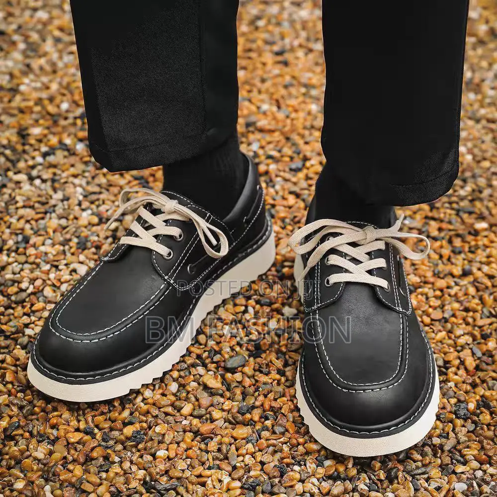 Men's Black Loafers Leather High Sole Master Quality