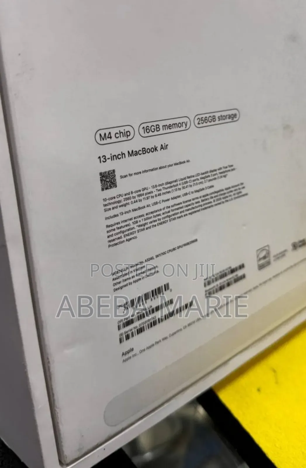 New Laptop Apple MacBook Air 2024 M3 13-Inch 16GB Apple M3 SSD 256GB