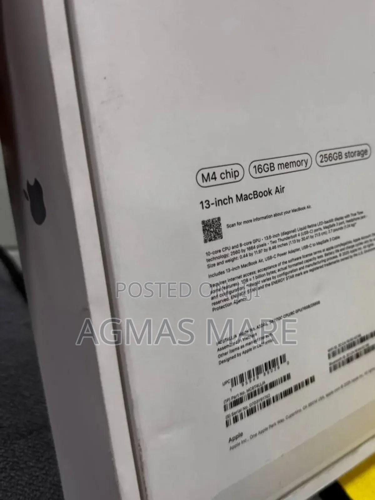 New Laptop Apple MacBook Air 2025 M4 13-Inch 16GB Apple M4 SSD 256GB