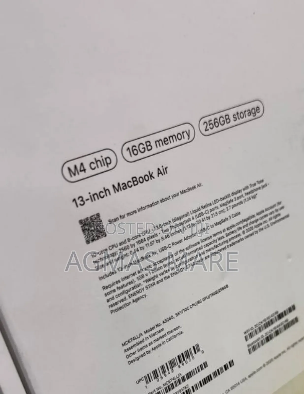 New Laptop Apple MacBook Air 2025 M4 13-Inch 16GB Apple M4 SSD 256GB