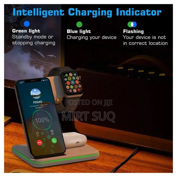 3-in-1 Wireless Charger Stand - 15w Fast Charging Station