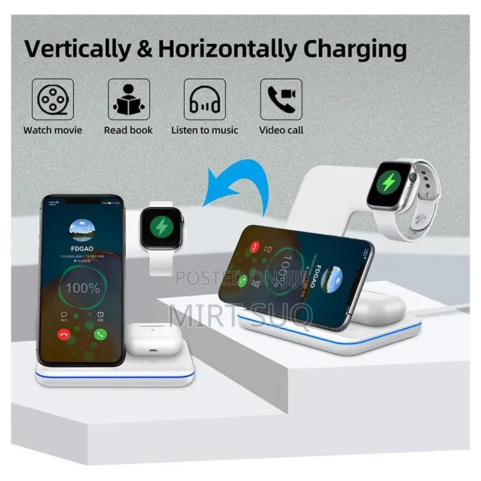 3-in-1 Wireless Charger Stand - 15w Fast Charging Station