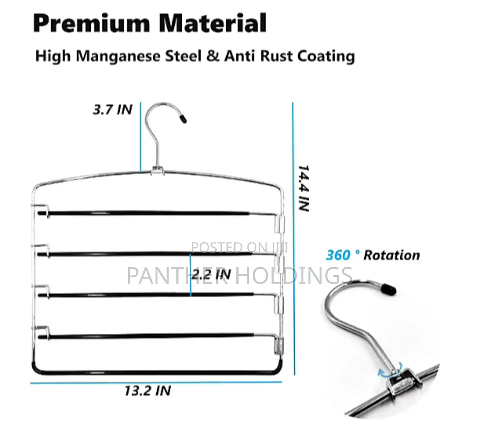 Metal Pants Hanger 5 Rack 47cm L X 36.83cm W