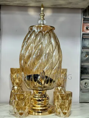Glass Dispenser Jar With Stand Rack የመጠጥ ማቅረቢያ ከነ መጠጫዉ