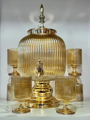 Glass Dispenser Jar With Stand Rack የመጠጥ ማቅረቢያ ከነ መጠጫዉ