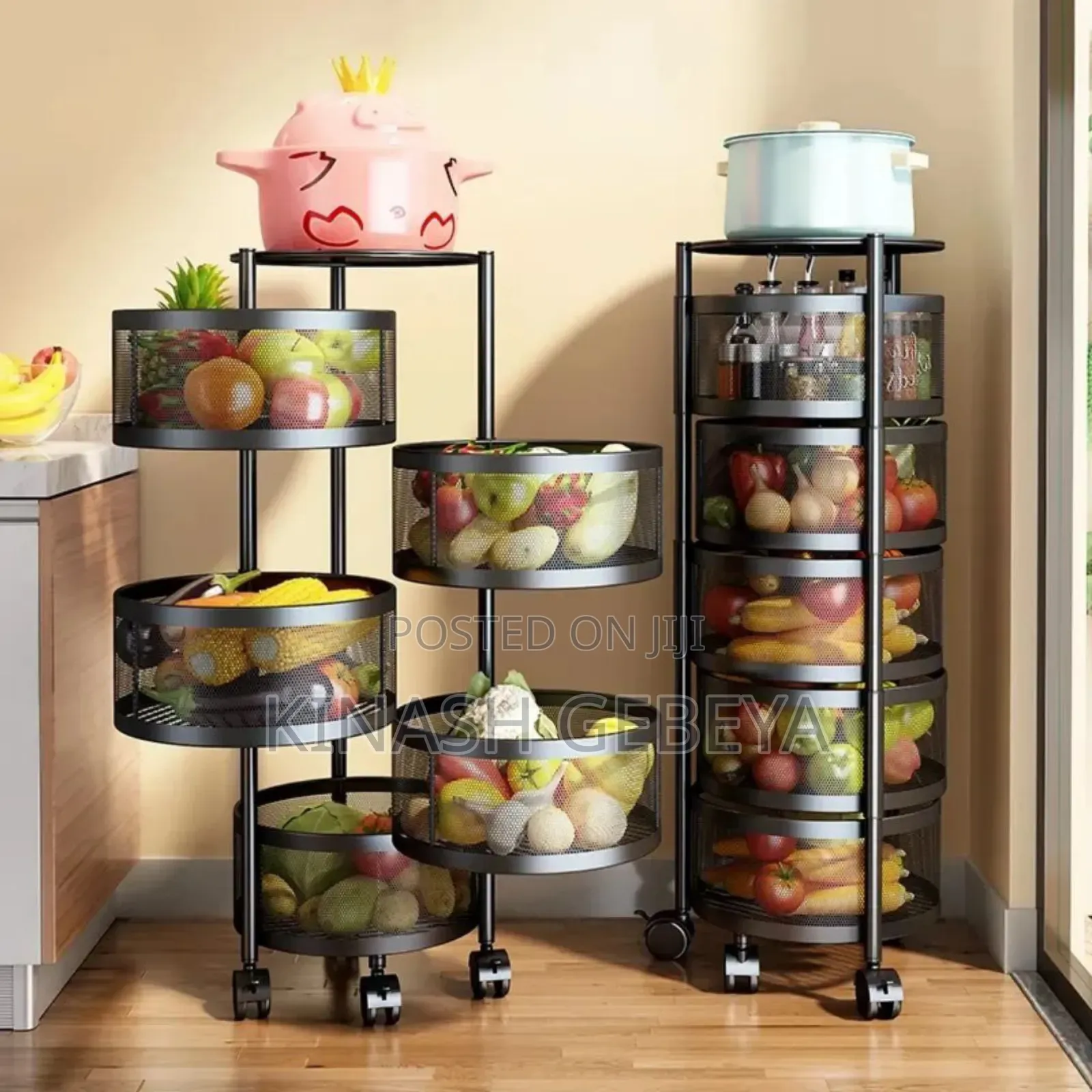 Moveable And Rotatable Kitchen Storage Rack