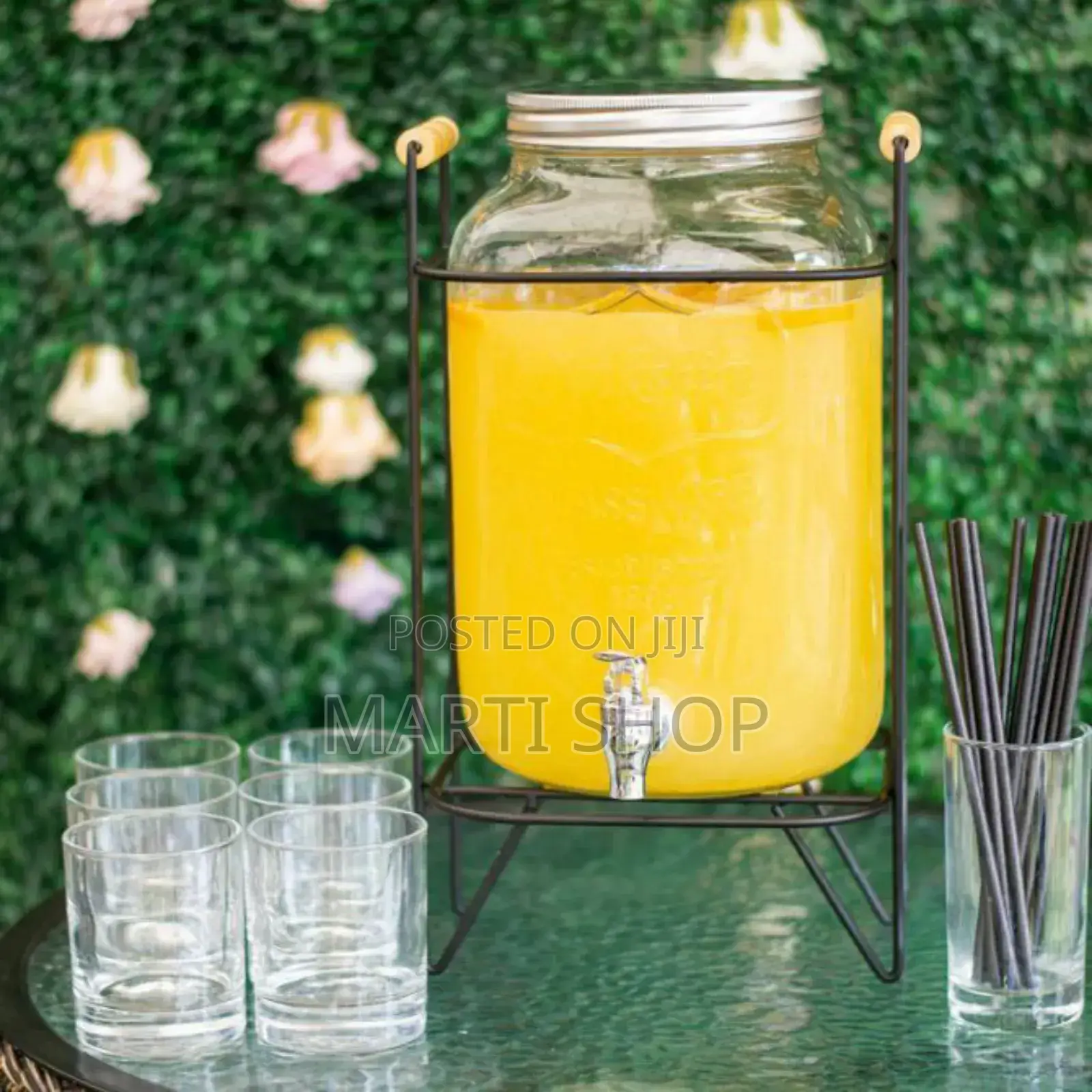  8l Glass Dispenser Jar With Rack