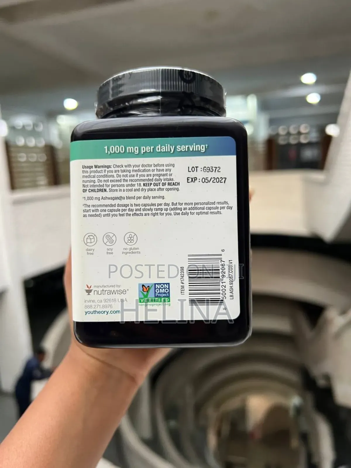 Youtheory Ashwagandha 1000mg 180 Vegeterian Capsules From Usa