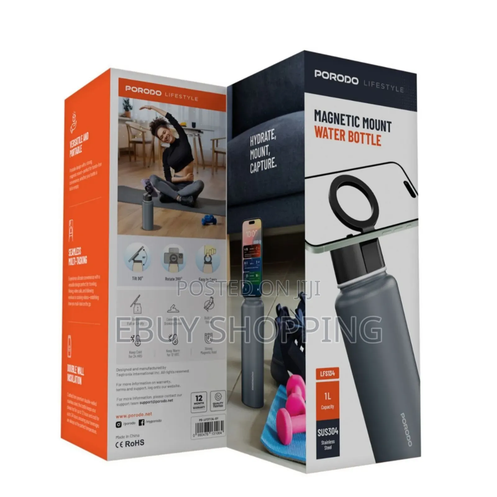 Porodo Magnetic Mount Water Bottle