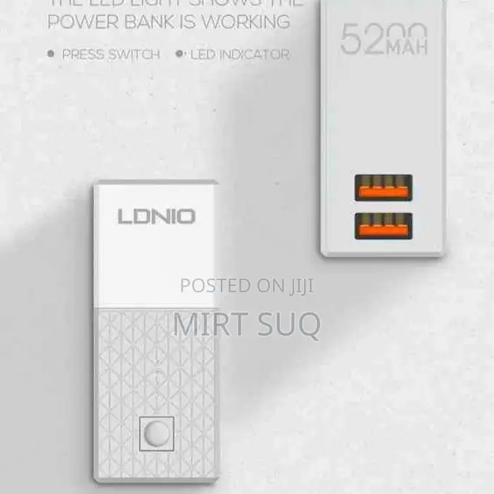 Ldnio 2 in 1 5200mah Power Bank + Dual Usb Ports Travel Wall Charger