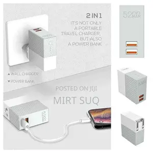 Ldnio 2 in 1 5200mah Power Bank + Dual Usb Ports Travel Wall Charger