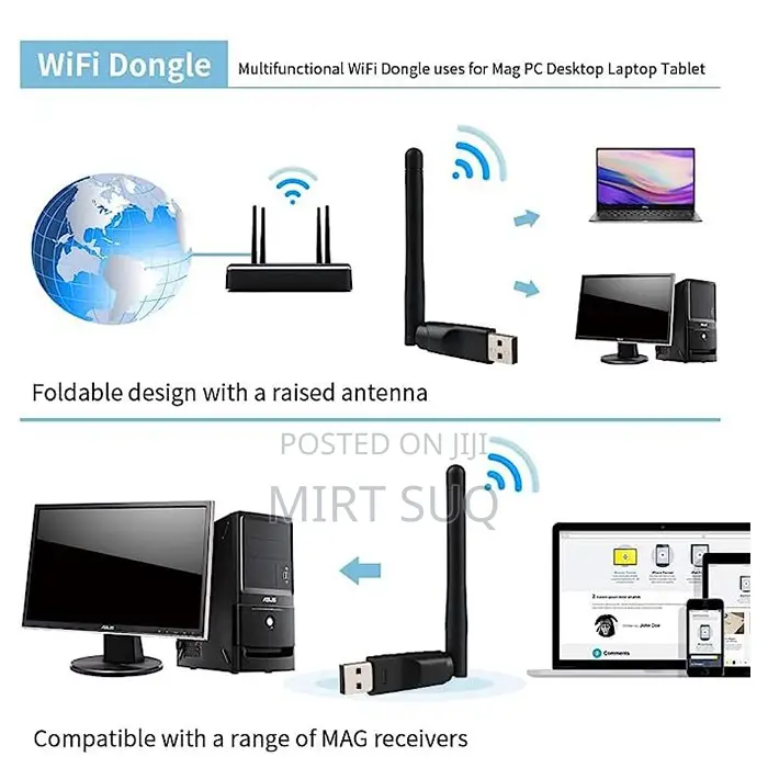 Usb Wifi Adapter With Antenna, 2.4ghz, 150mbps