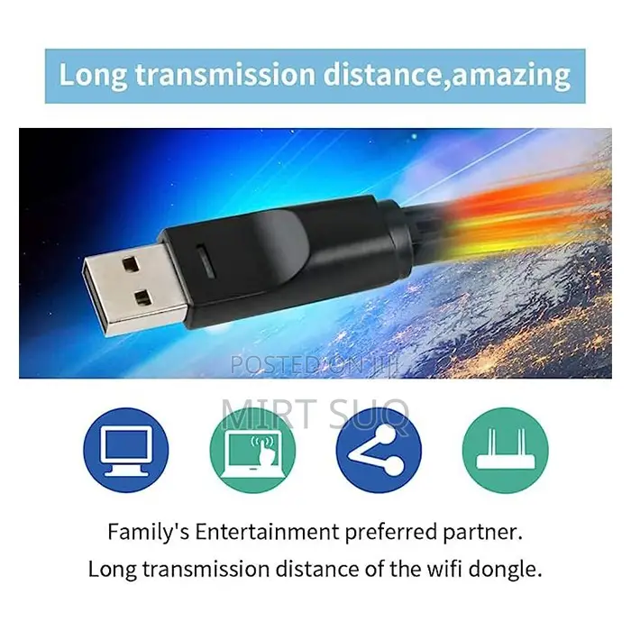 Usb Wifi Adapter With Antenna, 2.4ghz, 150mbps