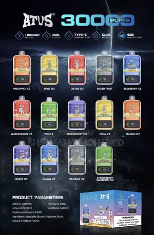 Photo - Atus 30000 Puffs Rechargeable Vape 30ml | 15 Flavors | Type-C