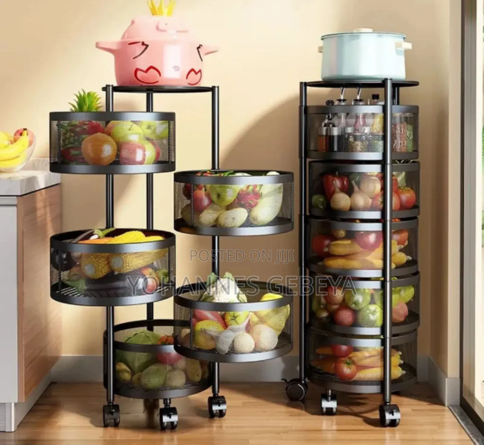 Movable and Rotatable Kitchen Storage Rack