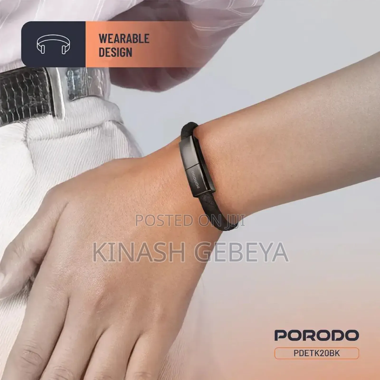 Porodo Usb C to Usb C Wrist Band Cable