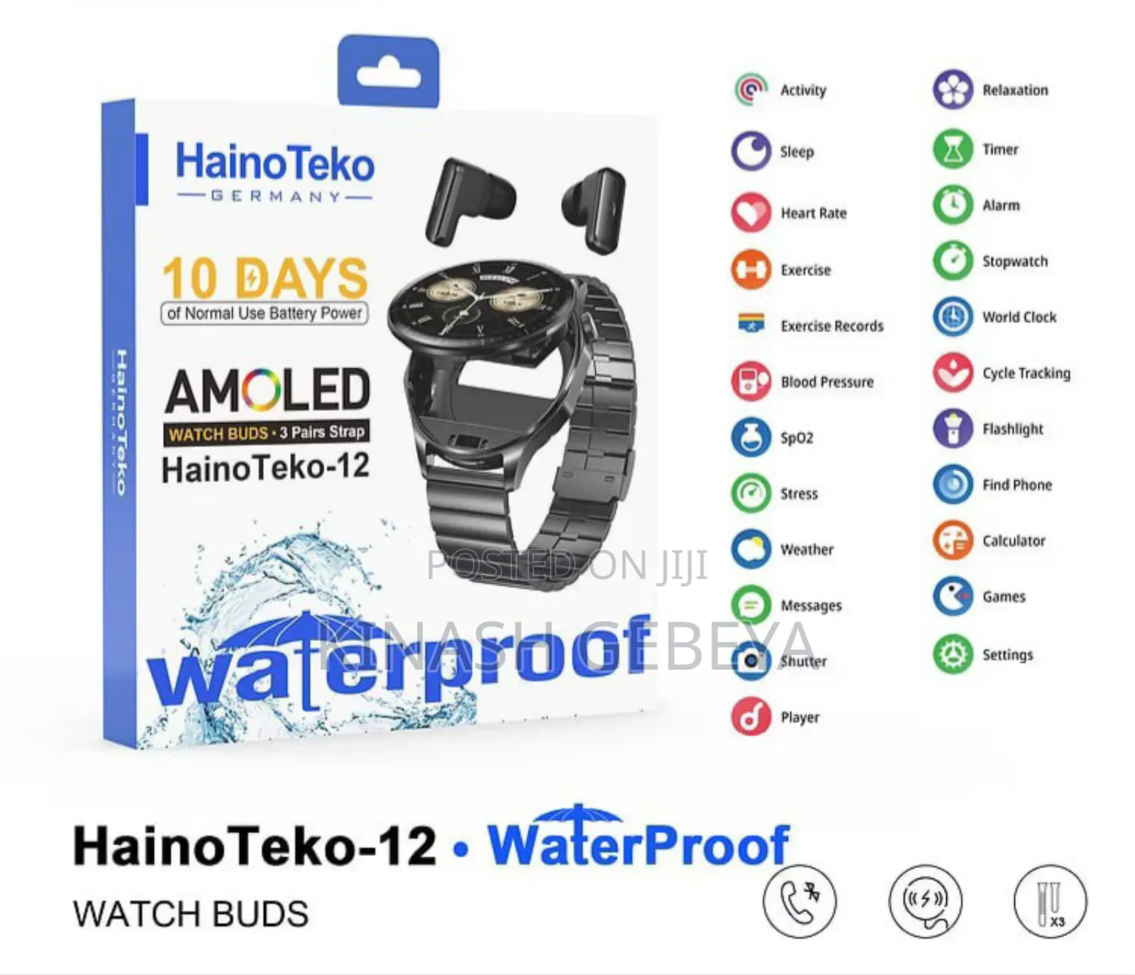 Haino Teko12 Waterproof Smart Watch With Air Pod