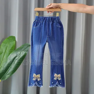 Photo - Mk- 0646 Toddler Girls Floral Denim Jeans Size: 2-8 Years