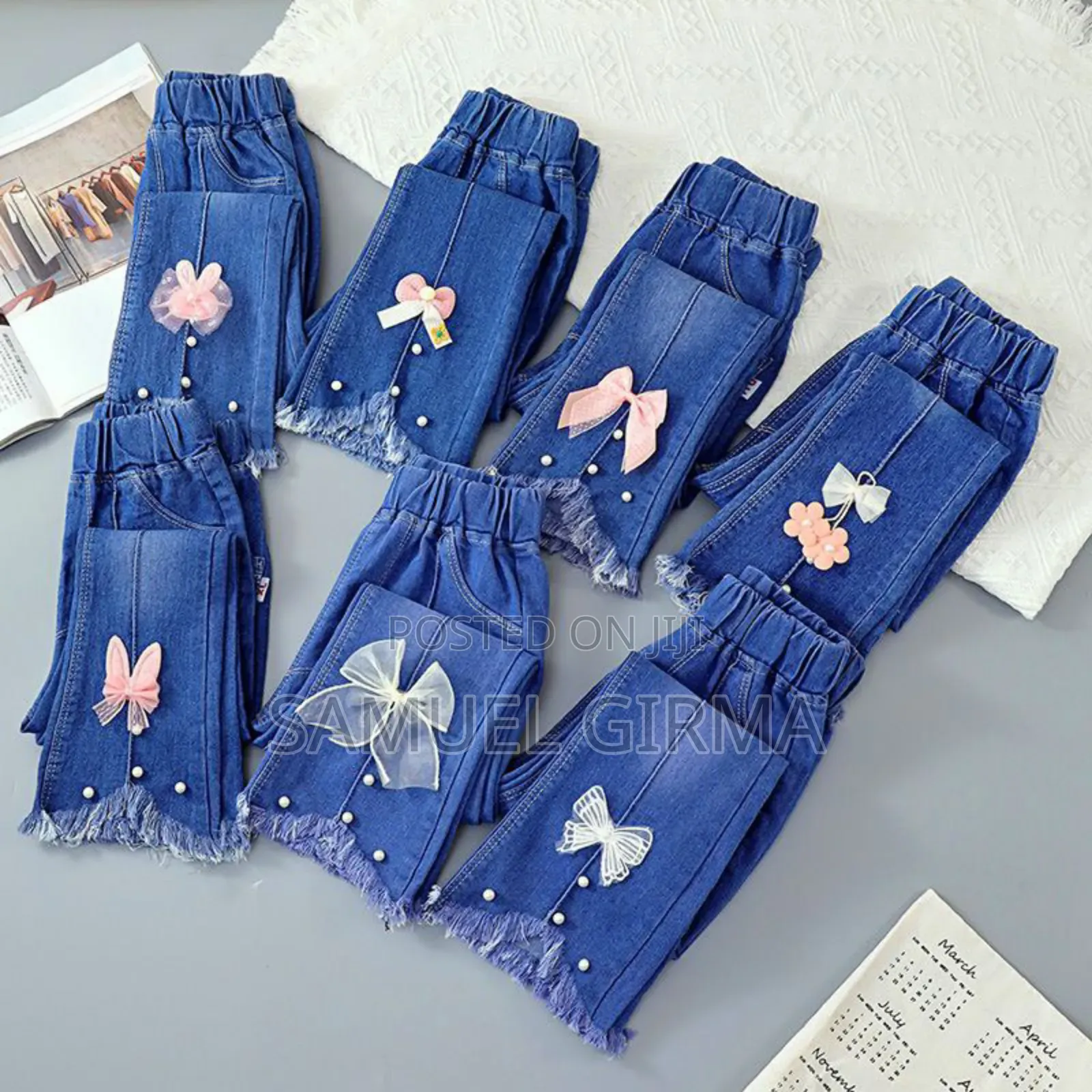 Mk- 0646 Toddler Girls Floral Denim Jeans Size: 2-8 Years