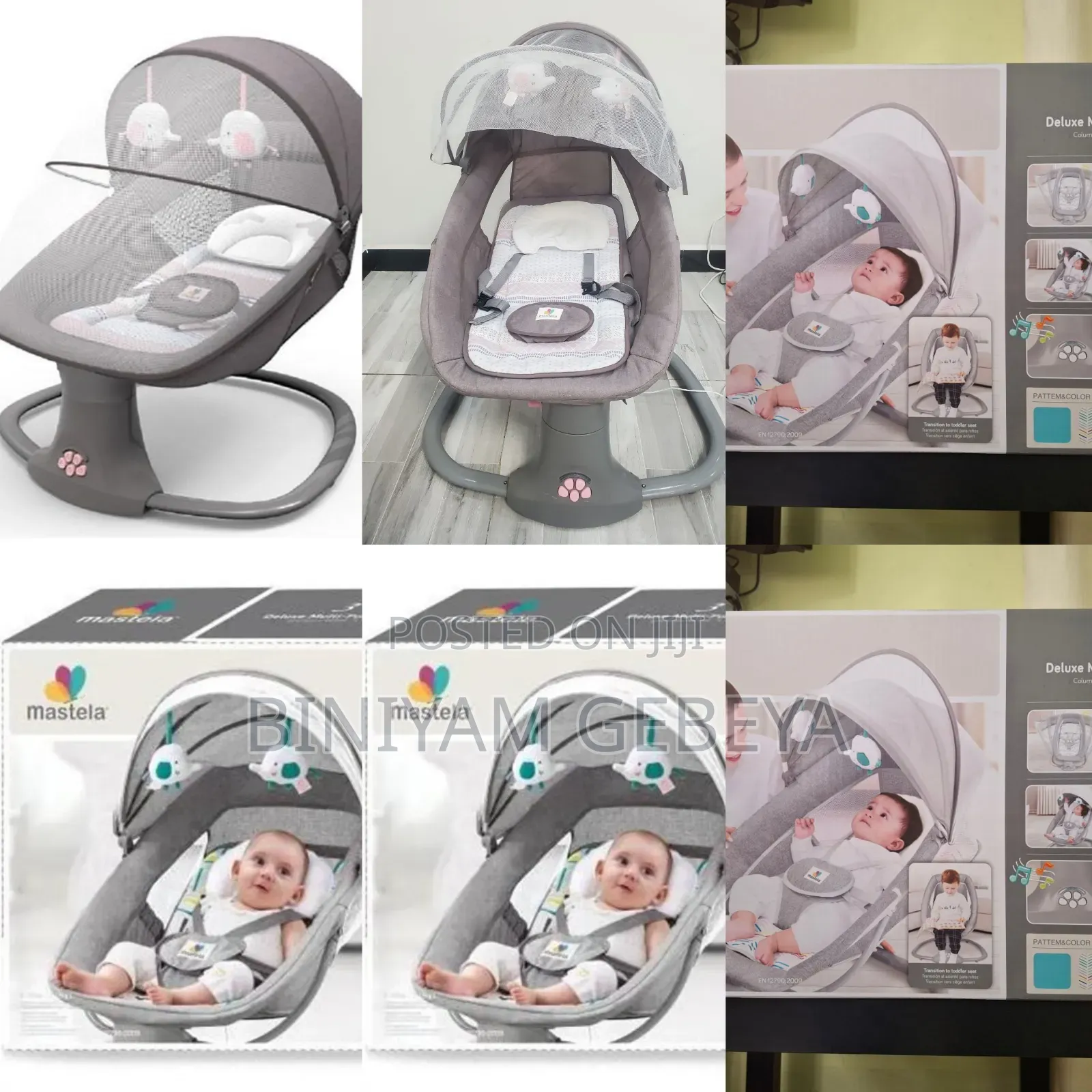 Original Baby Mastela 3in 1, 3kg- 15kg እየተንቀሳቀሰ ልጆችን እሹሩሩ እያለ የሚያጫውት