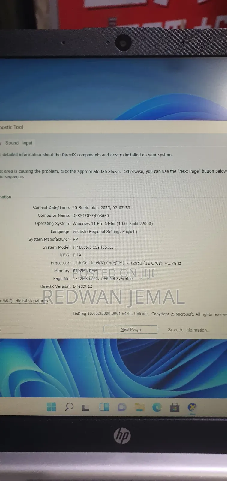 New Laptop HP 8GB Intel Core I7 SSD 512GB