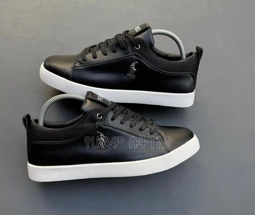 Original U.S. Polo Assn ‘Black/White’ Men’S Casual Flat Leather Shoes