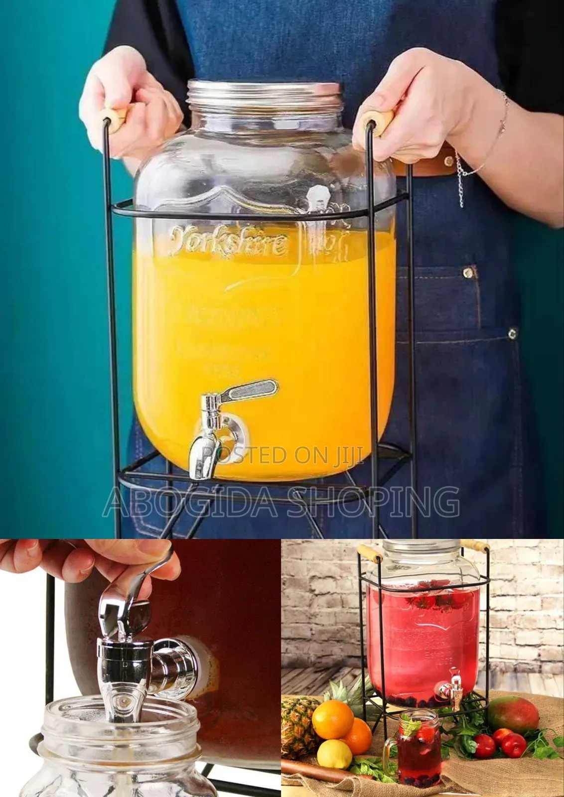 8l Glass Dispenser Jar With Rack