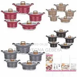 5-Piece Granite Cookware Set Non-Stick Cooking Pots Pans With Lids