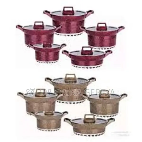 5-Piece Granite Cookware Set Non-Stick Cooking Pots Pans With Lids