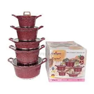 5-Piece Granite Cookware Set Non-Stick Cooking Pots Pans With Lids