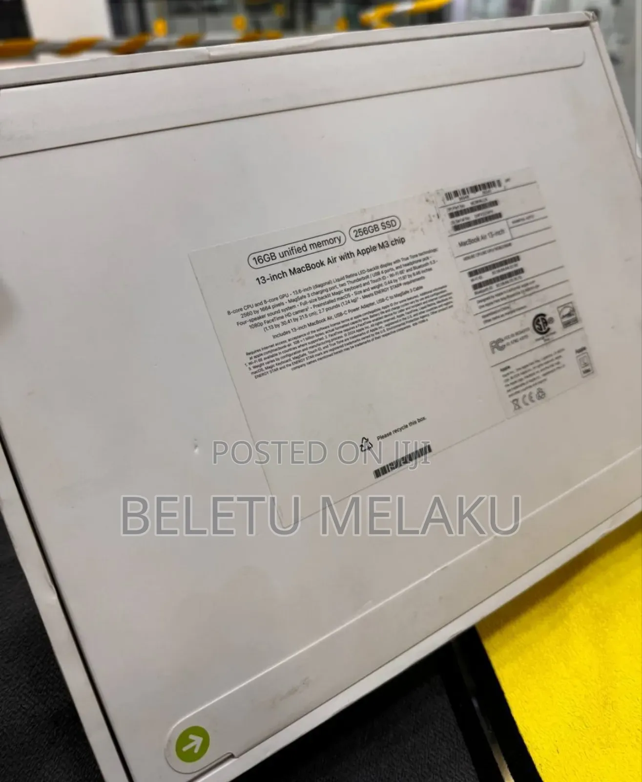 New Laptop Apple MacBook Air 2024 M3 13-Inch 16GB Apple M3 SSD 256GB