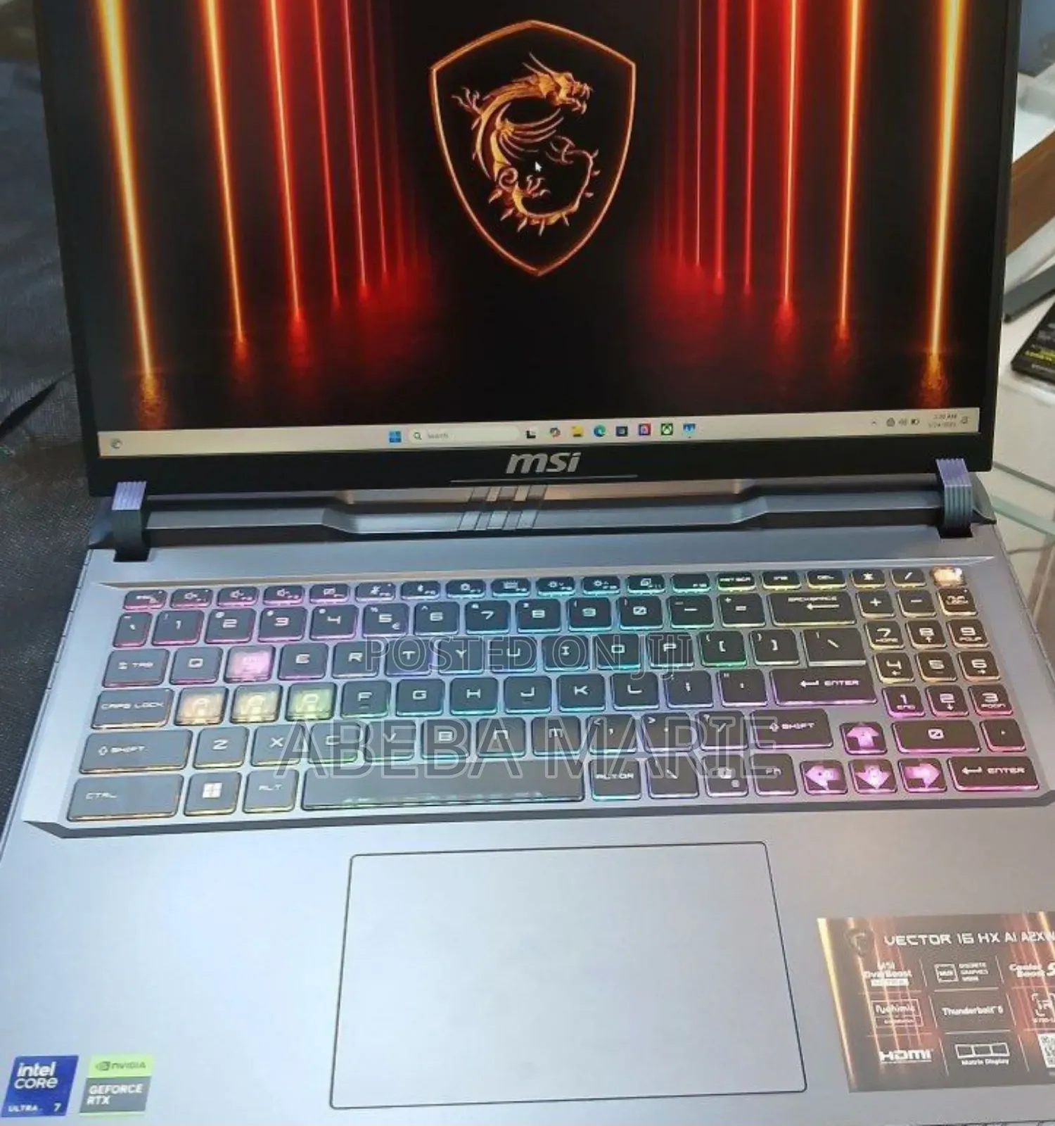 New Laptop MSI Vector 16 HX AI A2XWIG 16GB Intel Core Ultra 7 SSD 1T