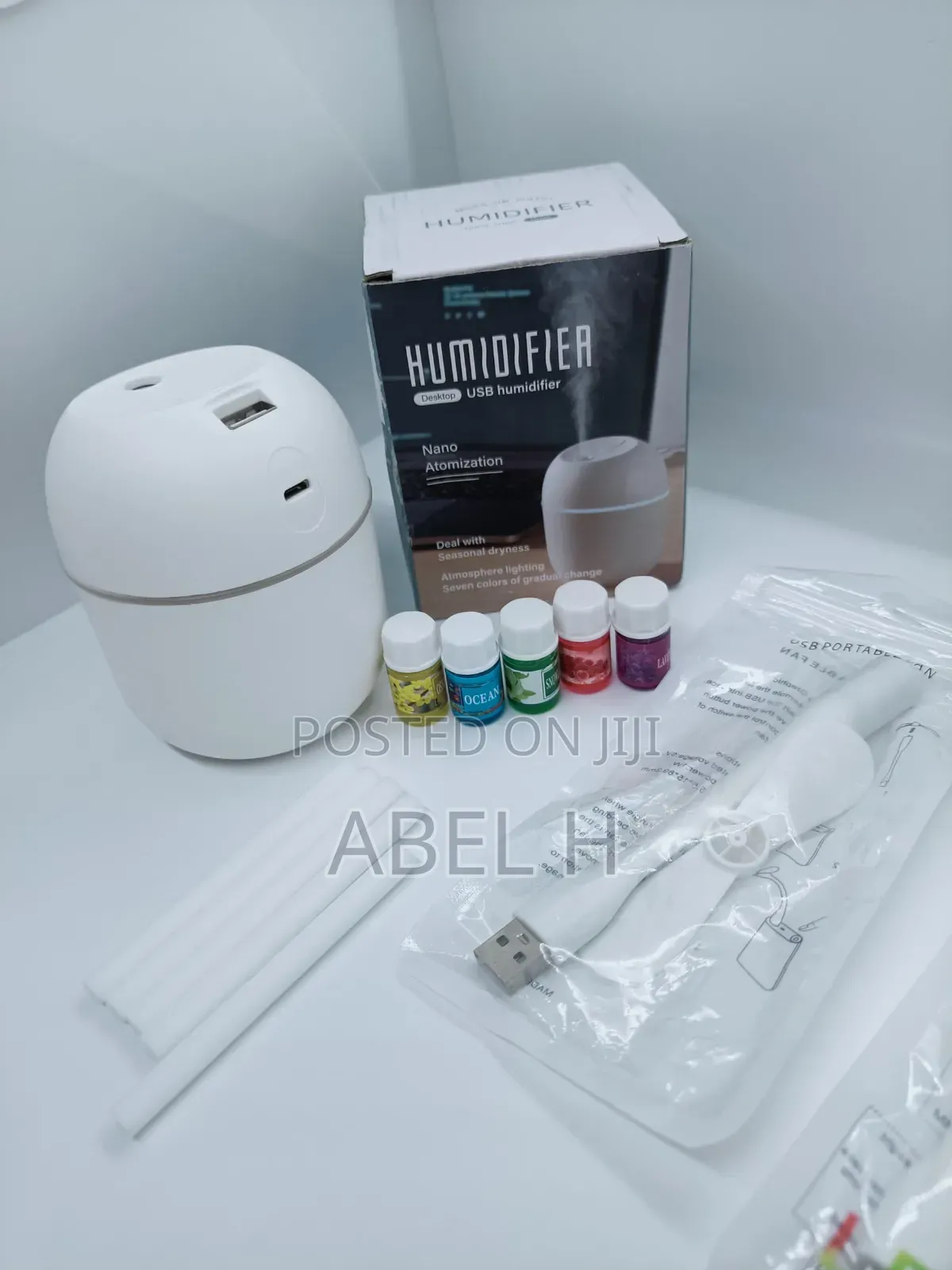 Air Humidifier Led Light, Portable Fan