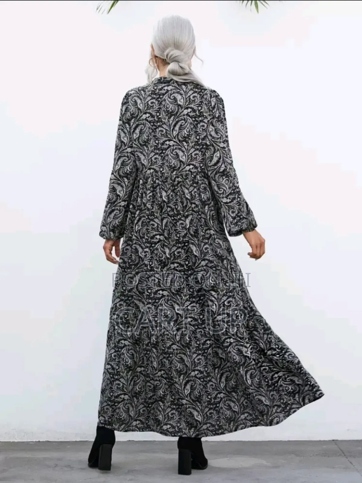 Allover Print Button Front Dress Without Belt