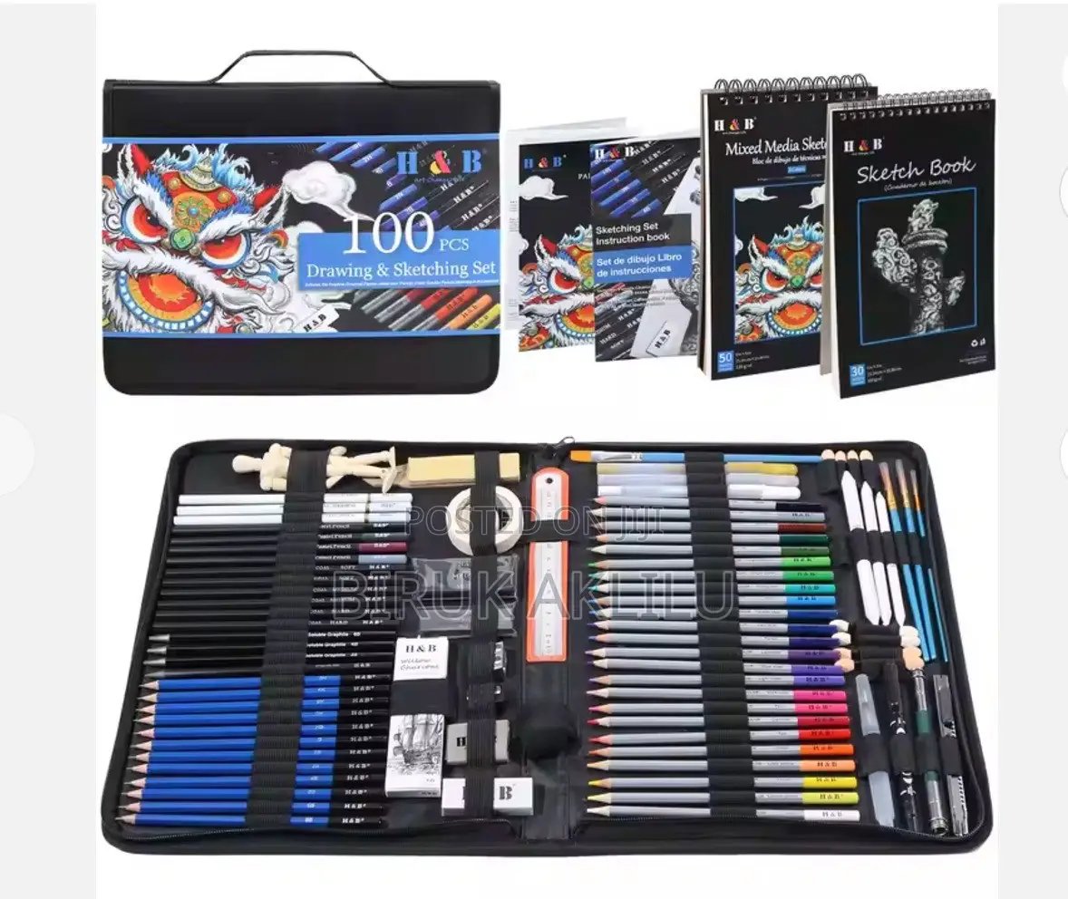 100pcs Sketch Pencil and Drawing Art Color Pencil Kit